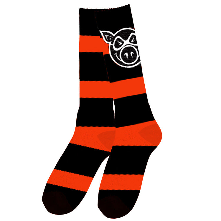 PIG HEAD STRIPED TALL SOCK