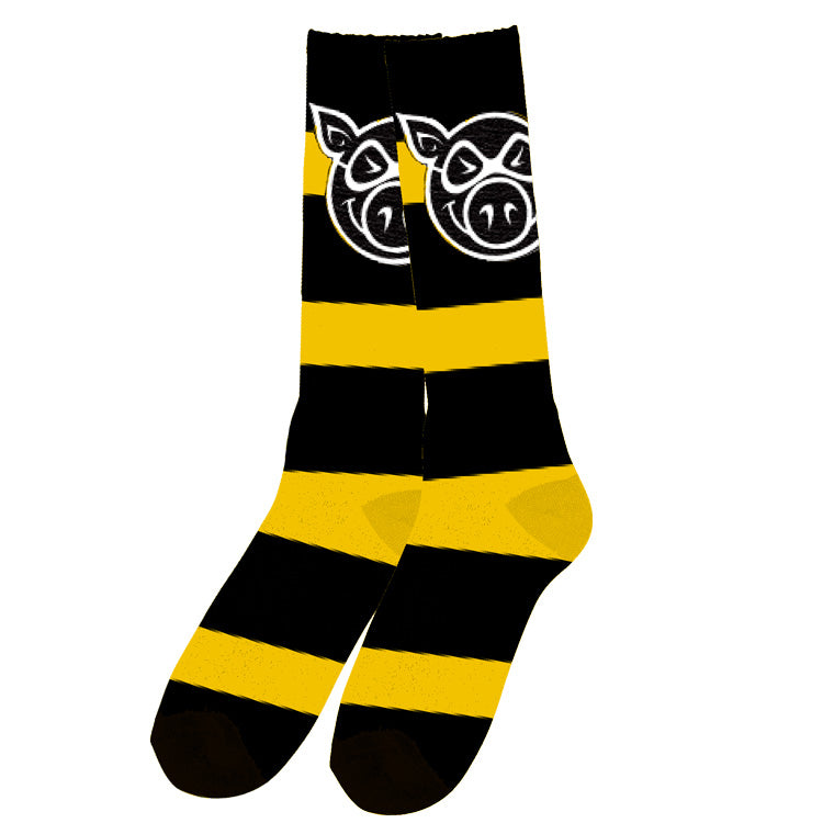 PIG HEAD STRIPED TALL SOCK